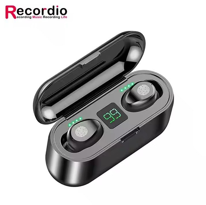 Recordio GAE-130 V5.0 TWS True Wireless Earbuds – Waterproof In-Ear Headphones with Noise Cancellation, Touch Control & Digital Display